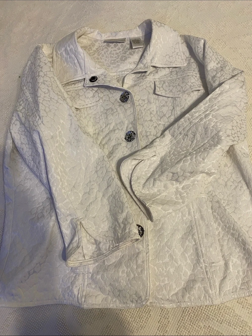 White Quilted Snap-Front Jacket